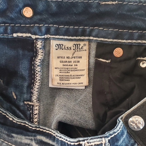 Miss Me Medium Wash Boot Cut Jeans Fleur De Lis Pocket - Picture 7 of 13